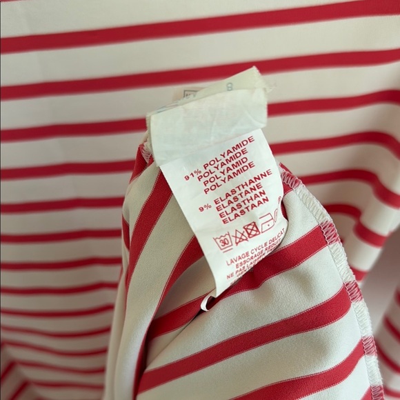 Saint James Red and White Sheath Dress with Bateau Neckline - Picture 6 of 6